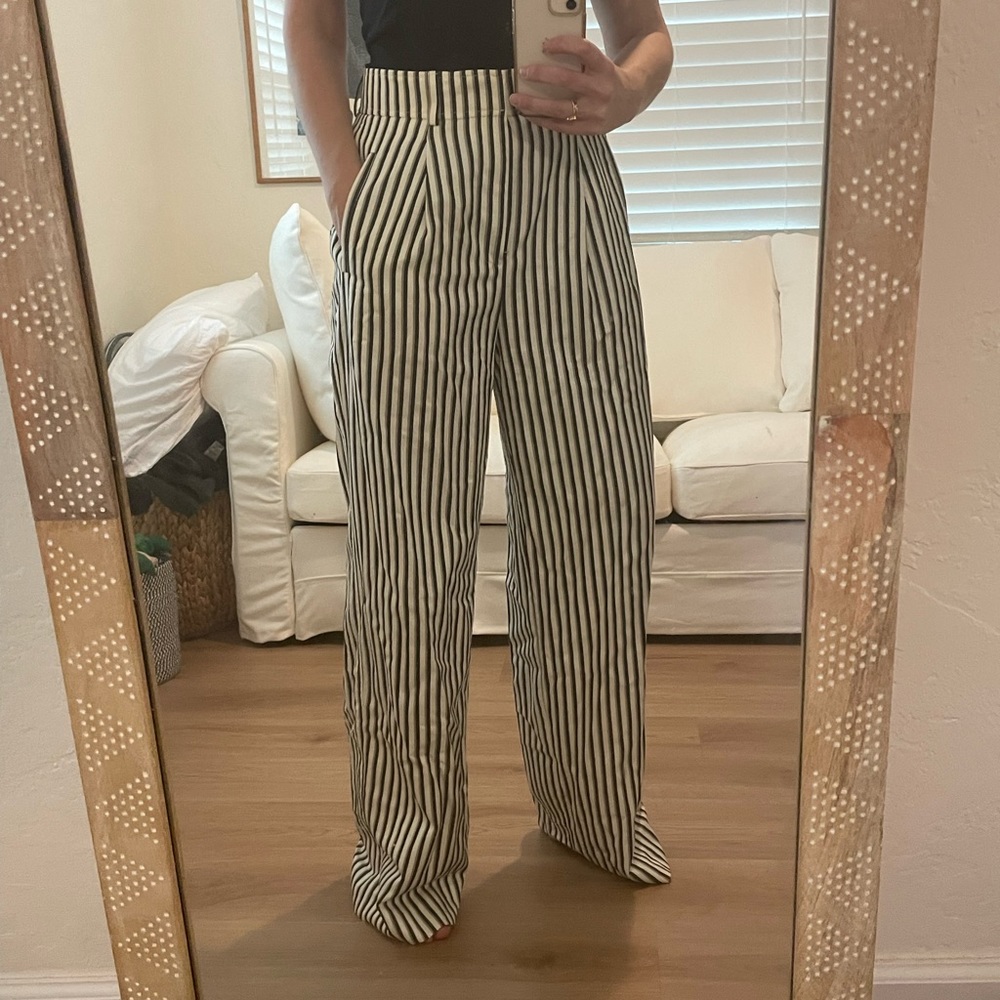 Everlane Striped Trouser Pant- way high drape pant